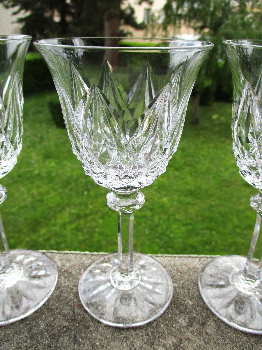 Saint Louis, 7 Beautiful Sammy-style Red Wine Glasses In Perfect Saint-louis Crystal Condition.-photo-3