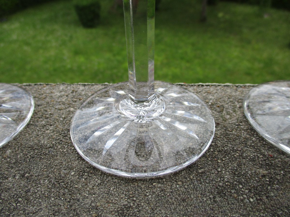 Saint Louis, 7 Beautiful Sammy-style Red Wine Glasses In Perfect Saint-louis Crystal Condition.-photo-3