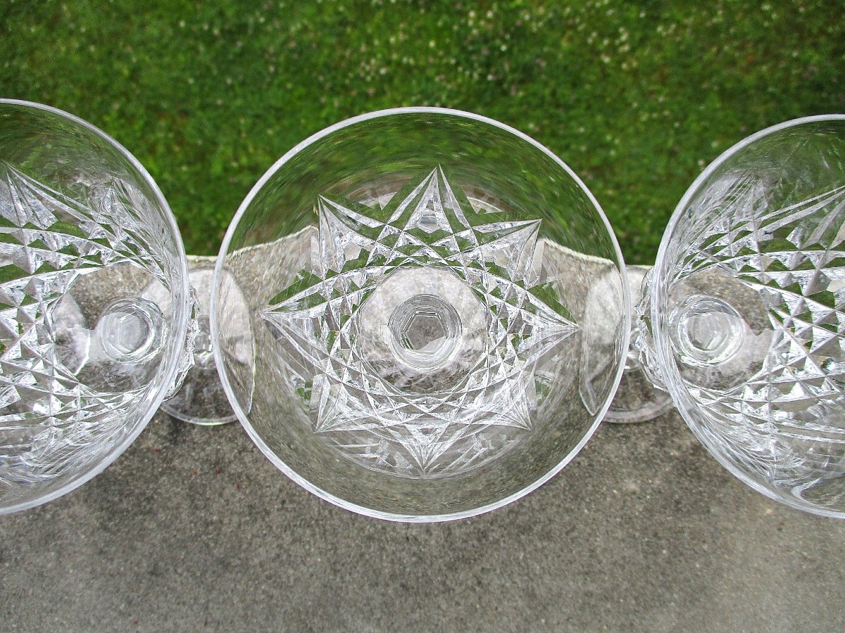 Saint Louis, 7 Beautiful Sammy-style Red Wine Glasses In Perfect Saint-louis Crystal Condition.-photo-5