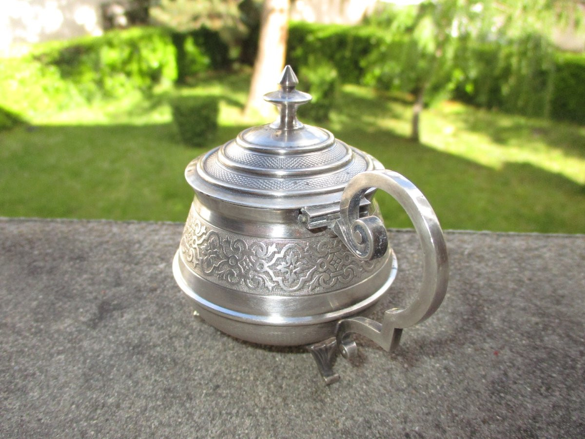 Nineteenth-century Silver And Vermeil Mustard Pot Monogrammed With The Initials L And D Interlaced.-photo-3