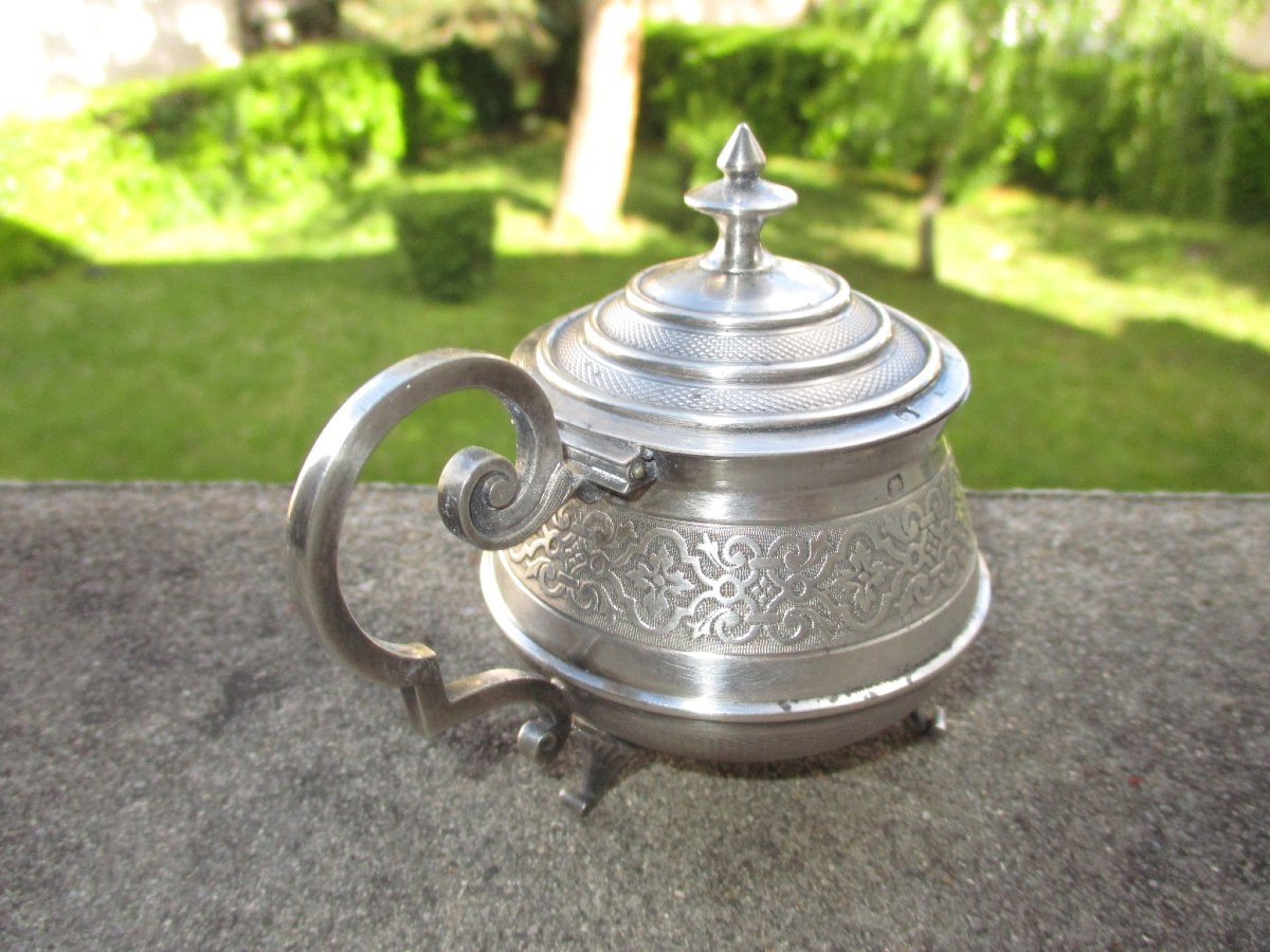 Nineteenth-century Silver And Vermeil Mustard Pot Monogrammed With The Initials L And D Interlaced.-photo-4