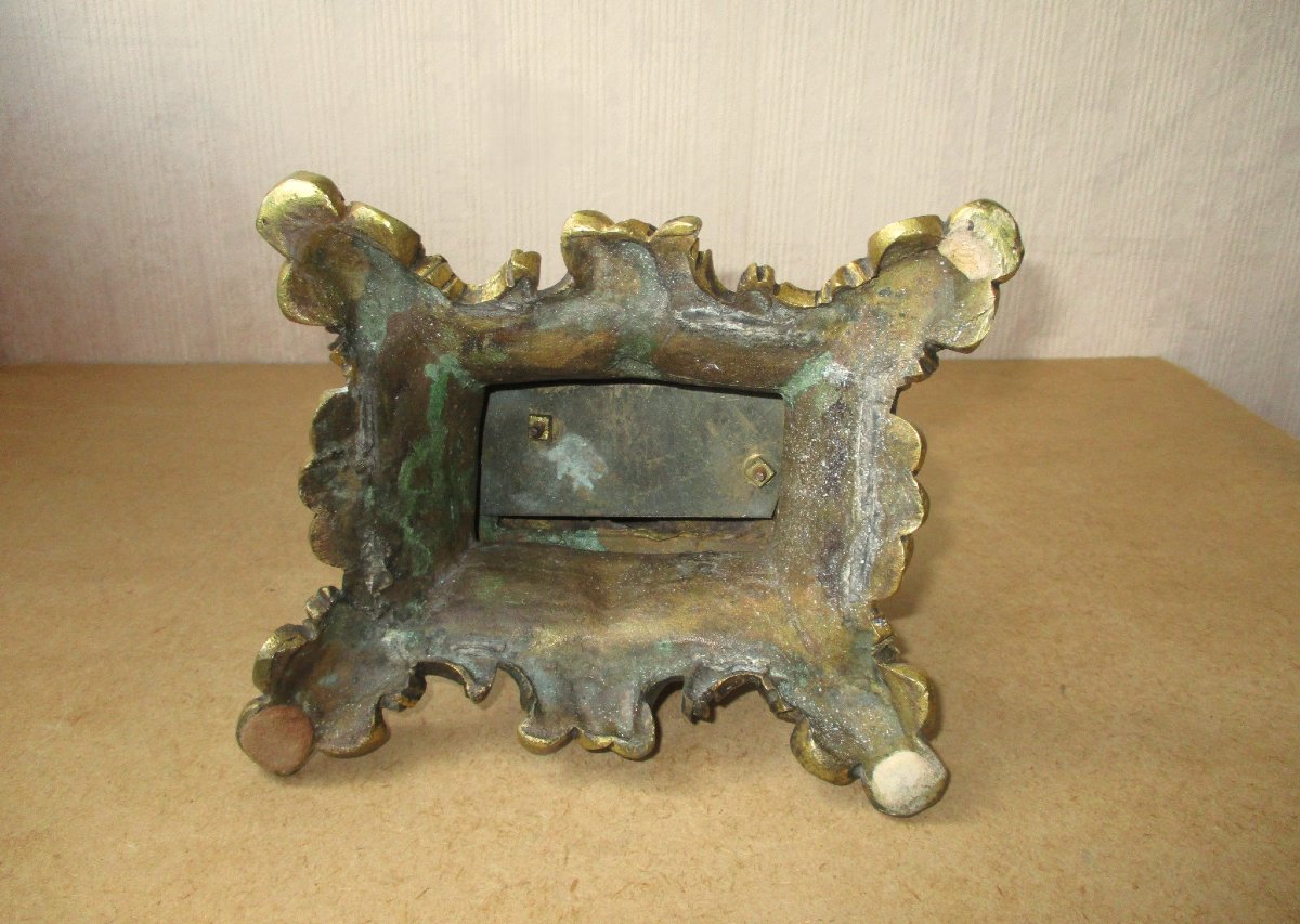 Beautiful 19th-century Bronze Sculpture Of A Boy Child With Birds On A Pedestal. Height: 28 Cm.-photo-4