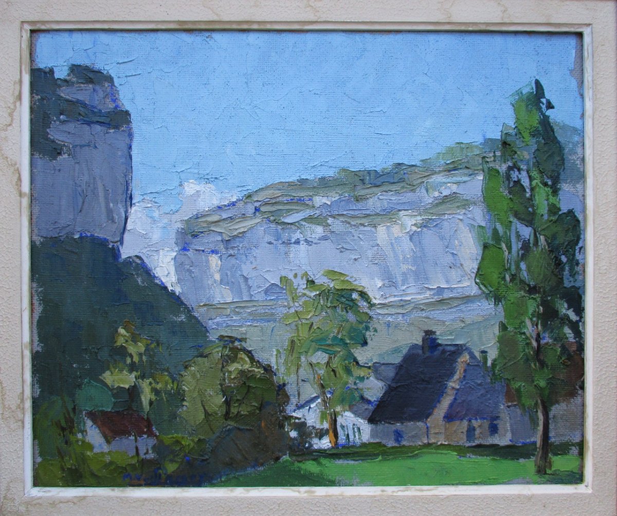 Marcel Vuillemey, Oil On Canvas Baume Les Messieurs Near Lons Le Saunier Jura 1955-photo-2