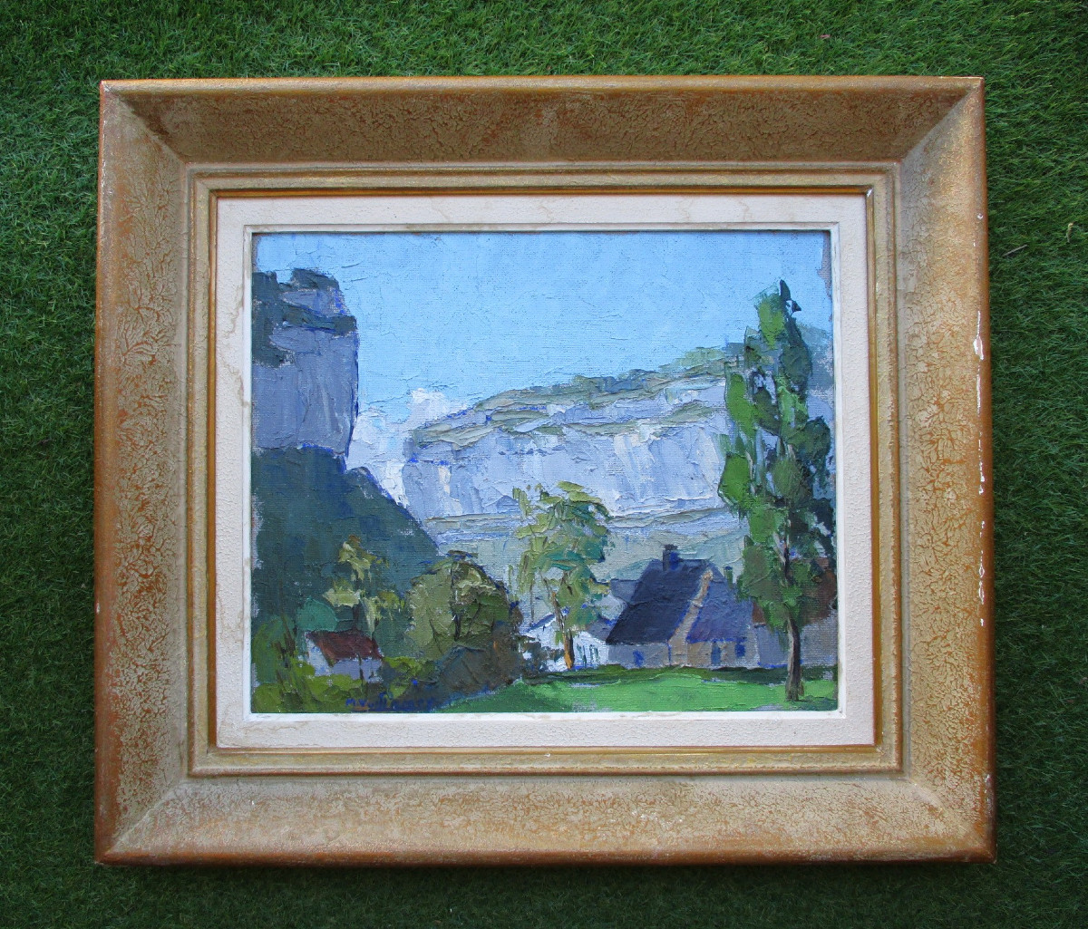Marcel Vuillemey, Oil On Canvas Baume Les Messieurs Near Lons Le Saunier Jura 1955