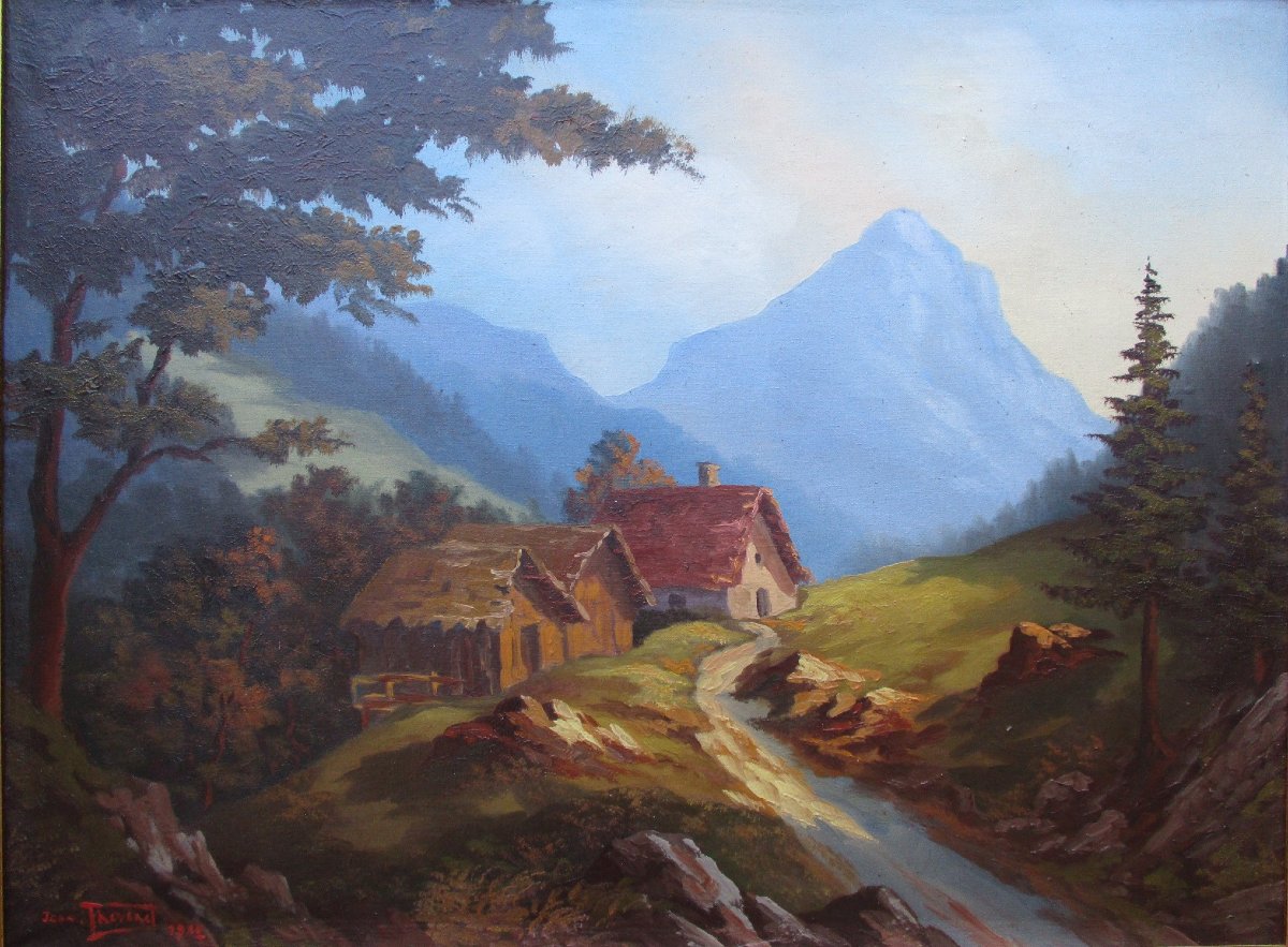 Jean Thévenet huile sur toile tableau de montagne Chamechaude col du Cucheron Grande Chartreuse-photo-3