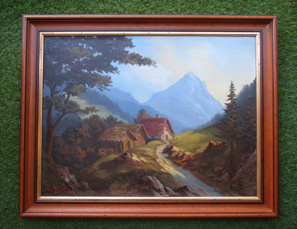 Jean Thévenet huile sur toile tableau de montagne Chamechaude col du Cucheron Grande Chartreuse