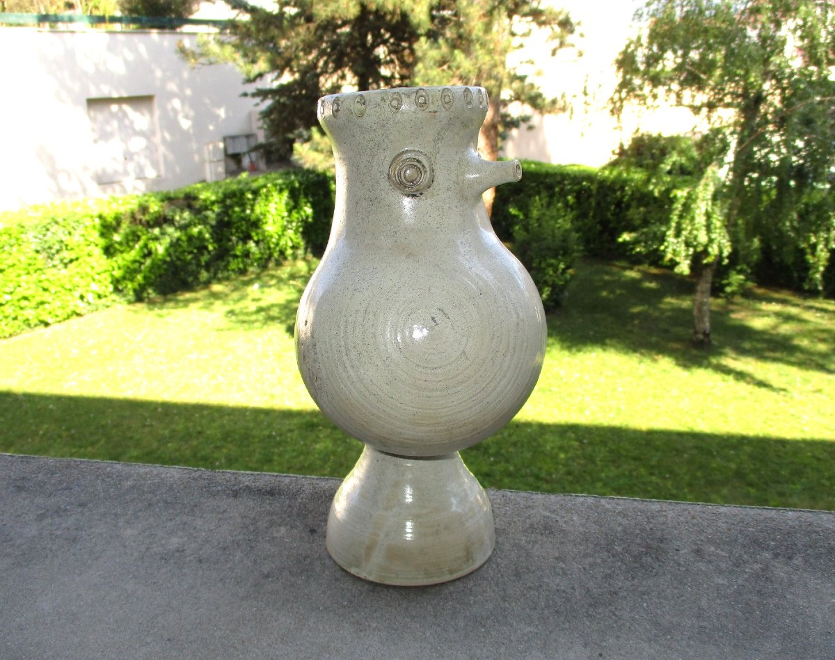 Jacques Ibarra, Mirmande, Vase With Bird, Beautiful Zoomorphic Ceramics 1960-1970 In Perfect Condition.-photo-2