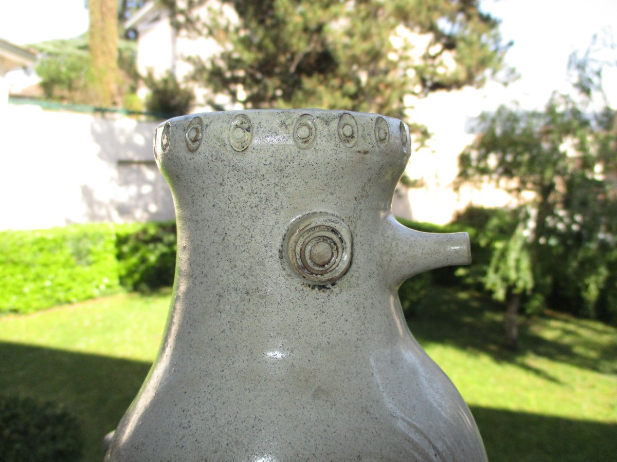 Jacques Ibarra, Mirmande, Vase With Bird, Beautiful Zoomorphic Ceramics 1960-1970 In Perfect Condition.-photo-4