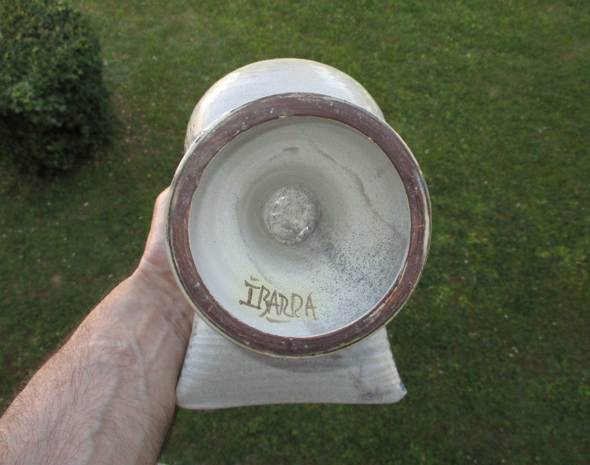 Jacques Ibarra, Mirmande, Vase With Bird, Beautiful Zoomorphic Ceramics 1960-1970 In Perfect Condition.-photo-6