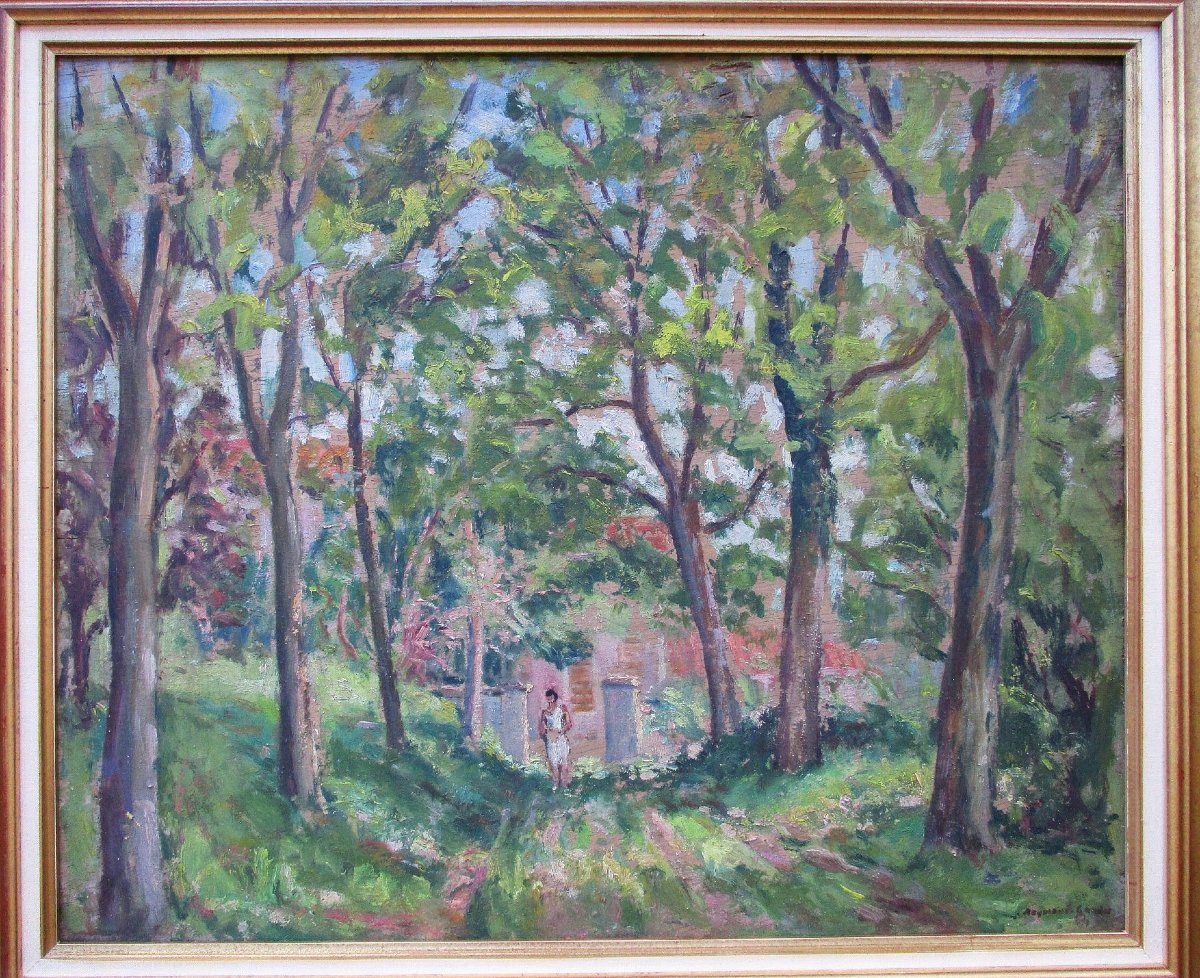 Raymond Gaudet huile sur bois tableau double face signé Grenoble Saint Marcellin Cagnes sur Mer-photo-2