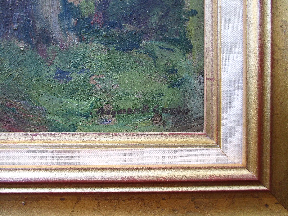 Raymond Gaudet huile sur bois tableau double face signé Grenoble Saint Marcellin Cagnes sur Mer-photo-4
