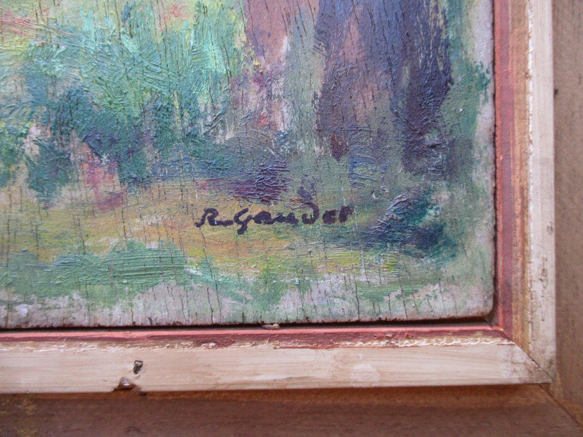 Raymond Gaudet huile sur bois tableau double face signé Grenoble Saint Marcellin Cagnes sur Mer-photo-4