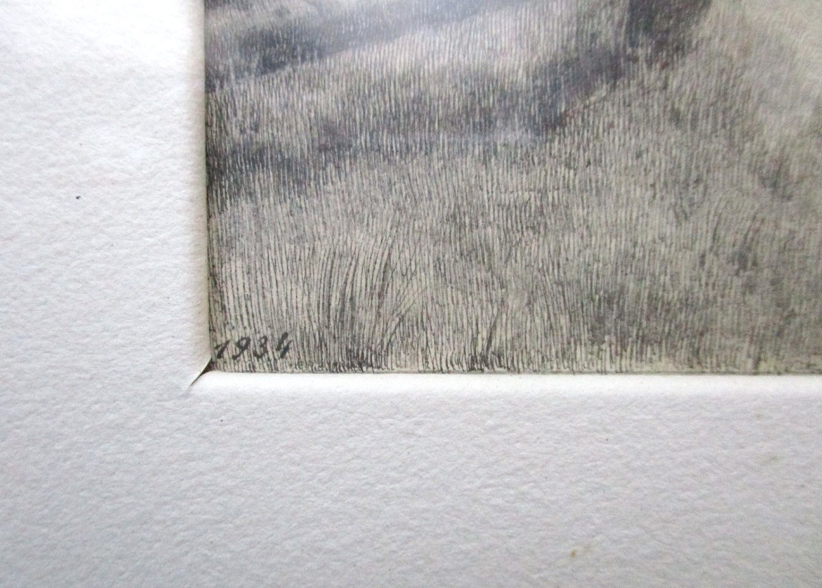 étienne Rivier, A Very Delicate Ink Drawing, Signed And Dated 1934, Depicting A Swiss Mountain Landscape.-photo-4