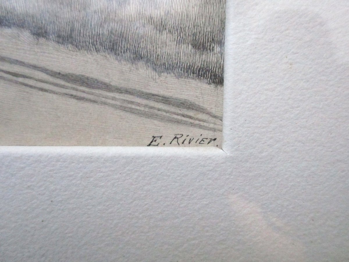 étienne Rivier, A Very Delicate Ink Drawing, Signed And Dated 1934, Depicting A Swiss Mountain Landscape.-photo-1