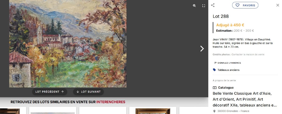 Jean Vinay, grande huile sur toile Saint-Marcellin en 1977 vercors Isère tableau de montagne.-photo-6
