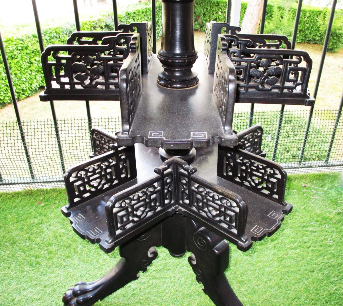 Ancien guéridon de fumeurs à étagères pivotantes d'époque Napoléon III, vers 1860-1880.-photo-4