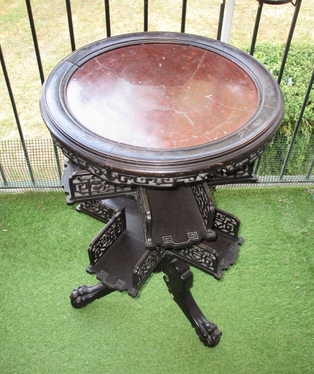 Ancien guéridon de fumeurs à étagères pivotantes d'époque Napoléon III, vers 1860-1880.