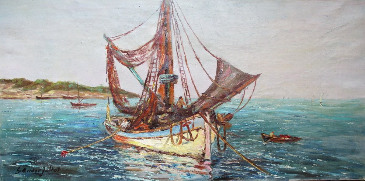 Saint Servan-sur-mer, Saint-malo: A Beautiful Breton Seascape By André Jallot, Circa 1940.-photo-2