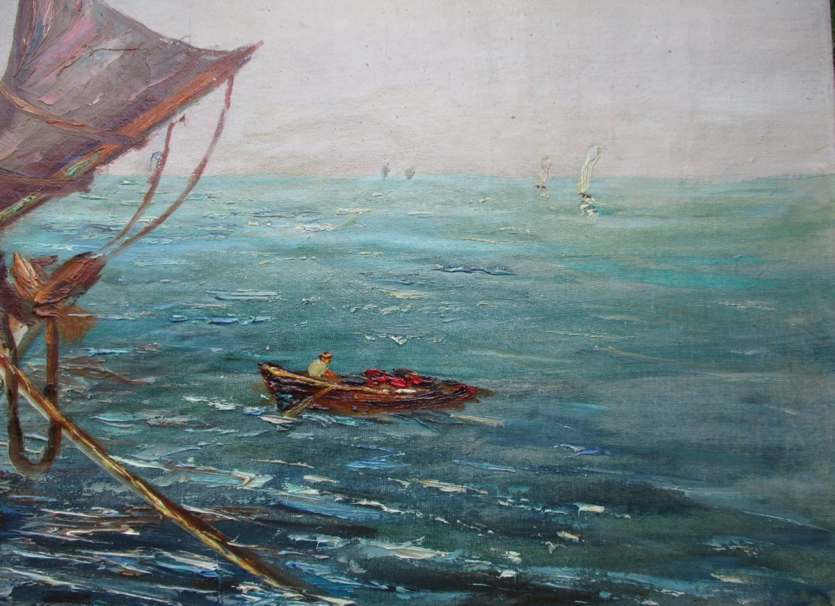 Saint Servan-sur-mer, Saint-malo: A Beautiful Breton Seascape By André Jallot, Circa 1940.-photo-2