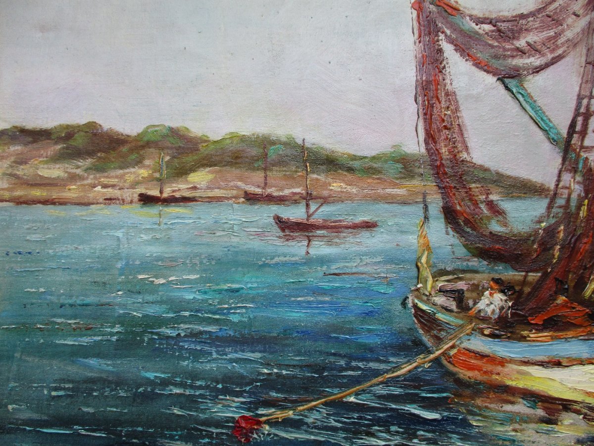 Saint Servan-sur-mer, Saint-malo: A Beautiful Breton Seascape By André Jallot, Circa 1940.-photo-3