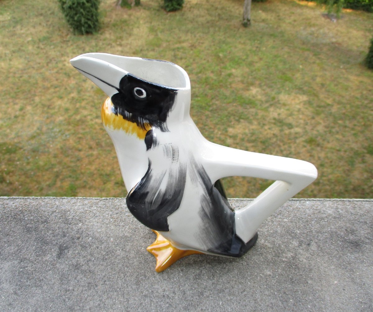 Edouard Marcel Sandoz pour Haviland  Pichet pingouin en porcelaine très bon état, sans bouchon.-photo-2