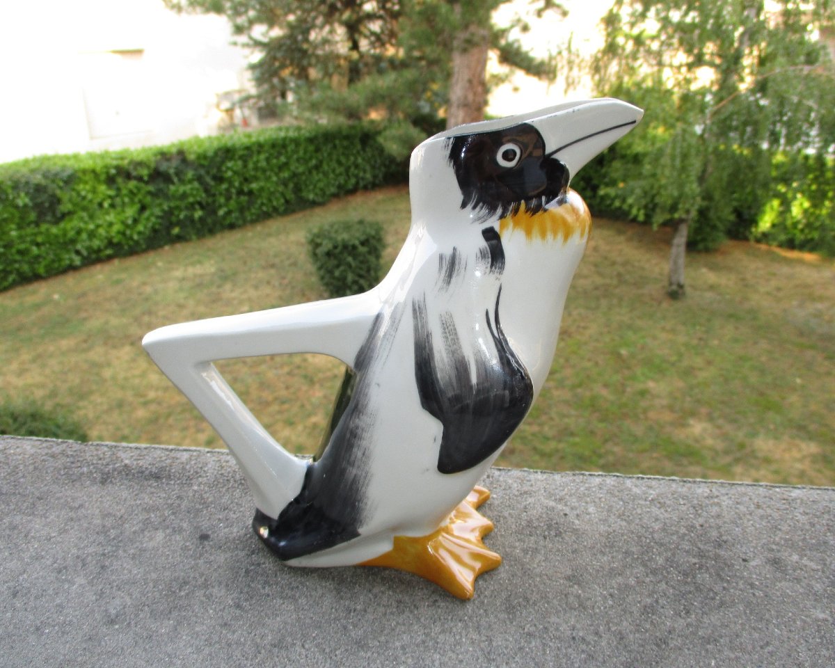 Edouard Marcel Sandoz pour Haviland  Pichet pingouin en porcelaine très bon état, sans bouchon.-photo-2