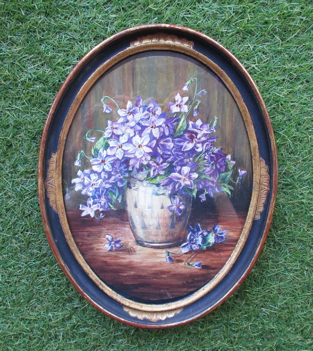 Watercolor And Gouache Painting Of A Bouquet Of Violets, Circa 1920; Signature To Be Identified.