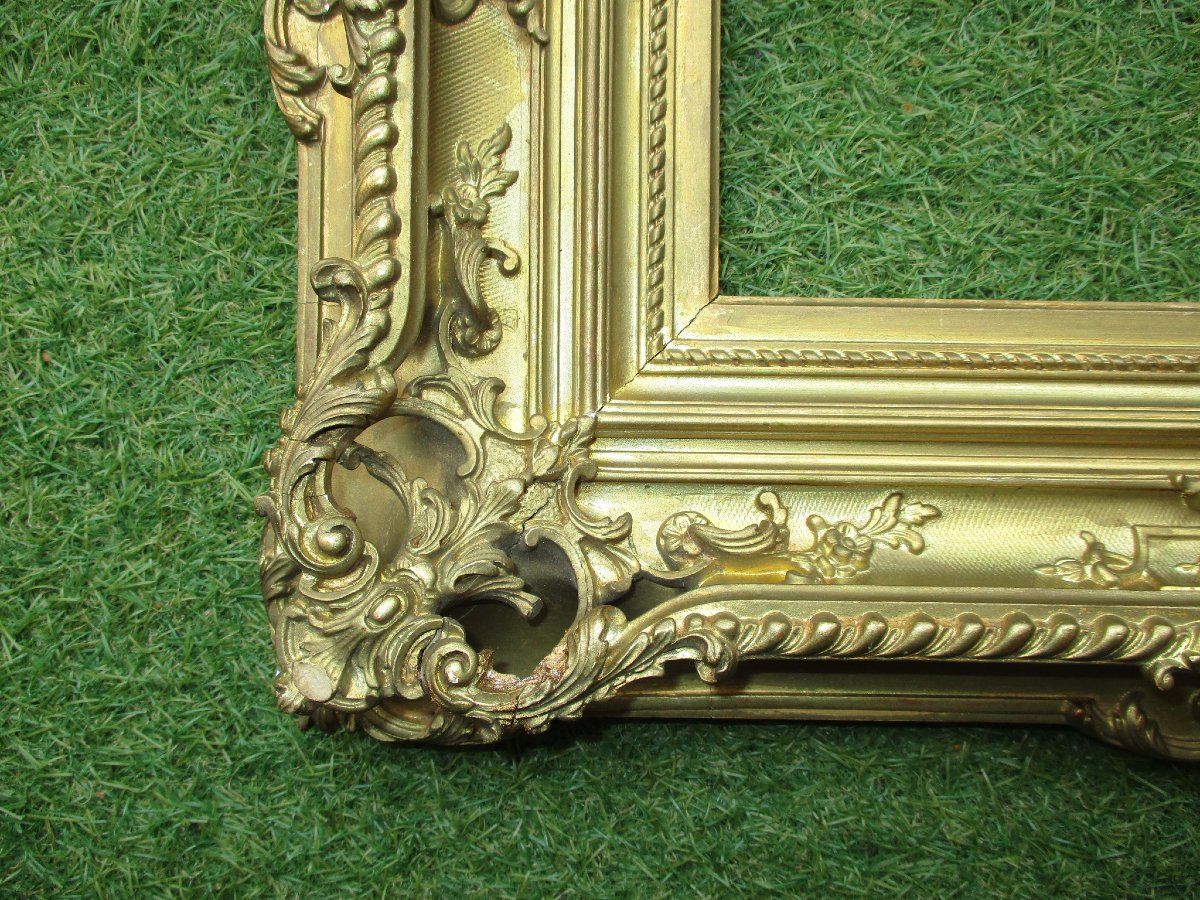 Beautiful Openwork Frame With Keys, In The Louis XV Style From The Napoleon III Period. Frame Dimensions: 26.2 X 17.3 Cm.-photo-2
