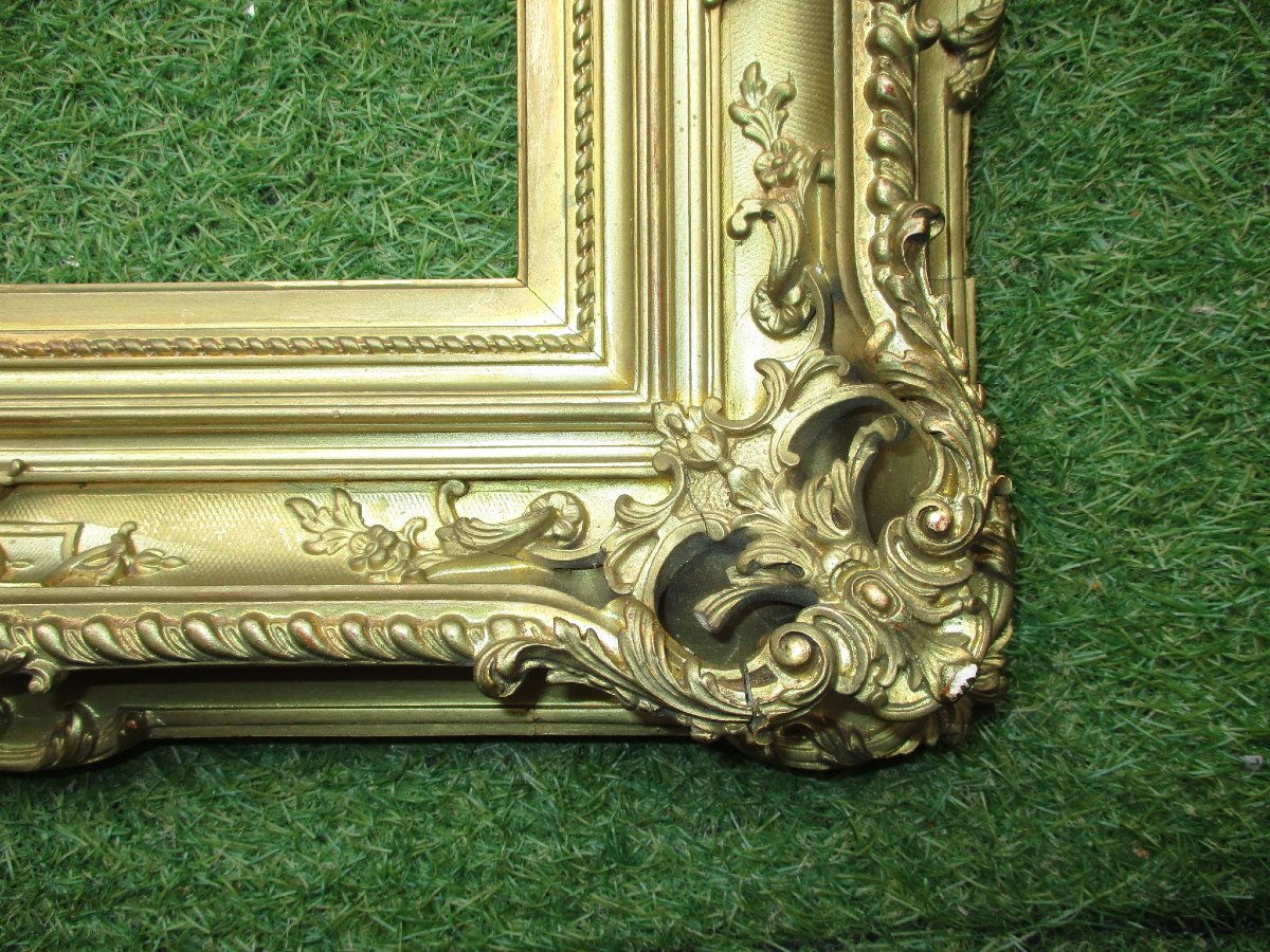 Beautiful Openwork Frame With Keys, In The Louis XV Style From The Napoleon III Period. Frame Dimensions: 26.2 X 17.3 Cm.-photo-1