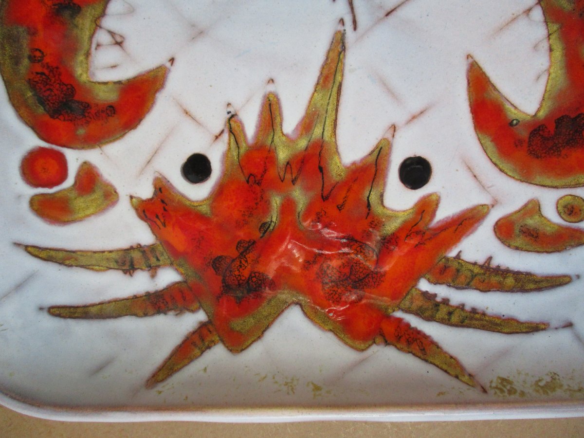 Kurt And Monique Brunner, Signed Shellfish Platter, Vintage Ceramic, Circa 1950–1960, Vallauris-photo-2