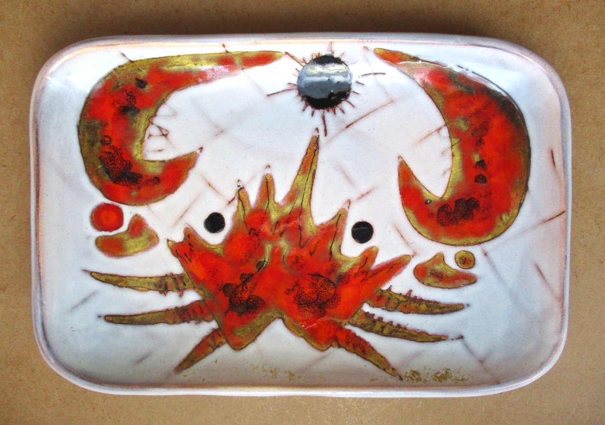 Kurt And Monique Brunner, Signed Shellfish Platter, Vintage Ceramic, Circa 1950–1960, Vallauris