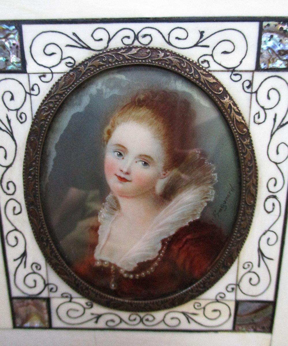 Pair Of Miniatures On Ivory And Mother-of-pearl, Renaissance-style Portraits, Late 19th Century.-photo-3