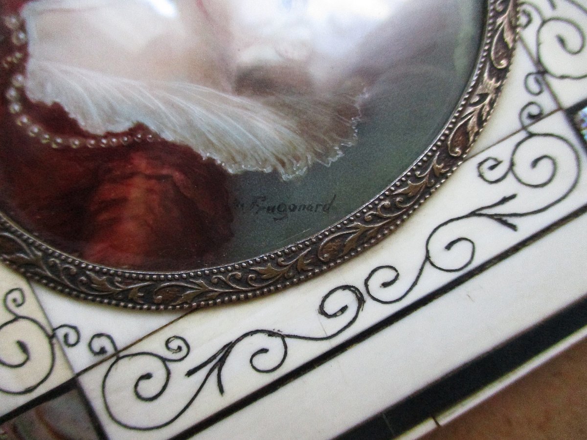 Pair Of Miniatures On Ivory And Mother-of-pearl, Renaissance-style Portraits, Late 19th Century.-photo-4