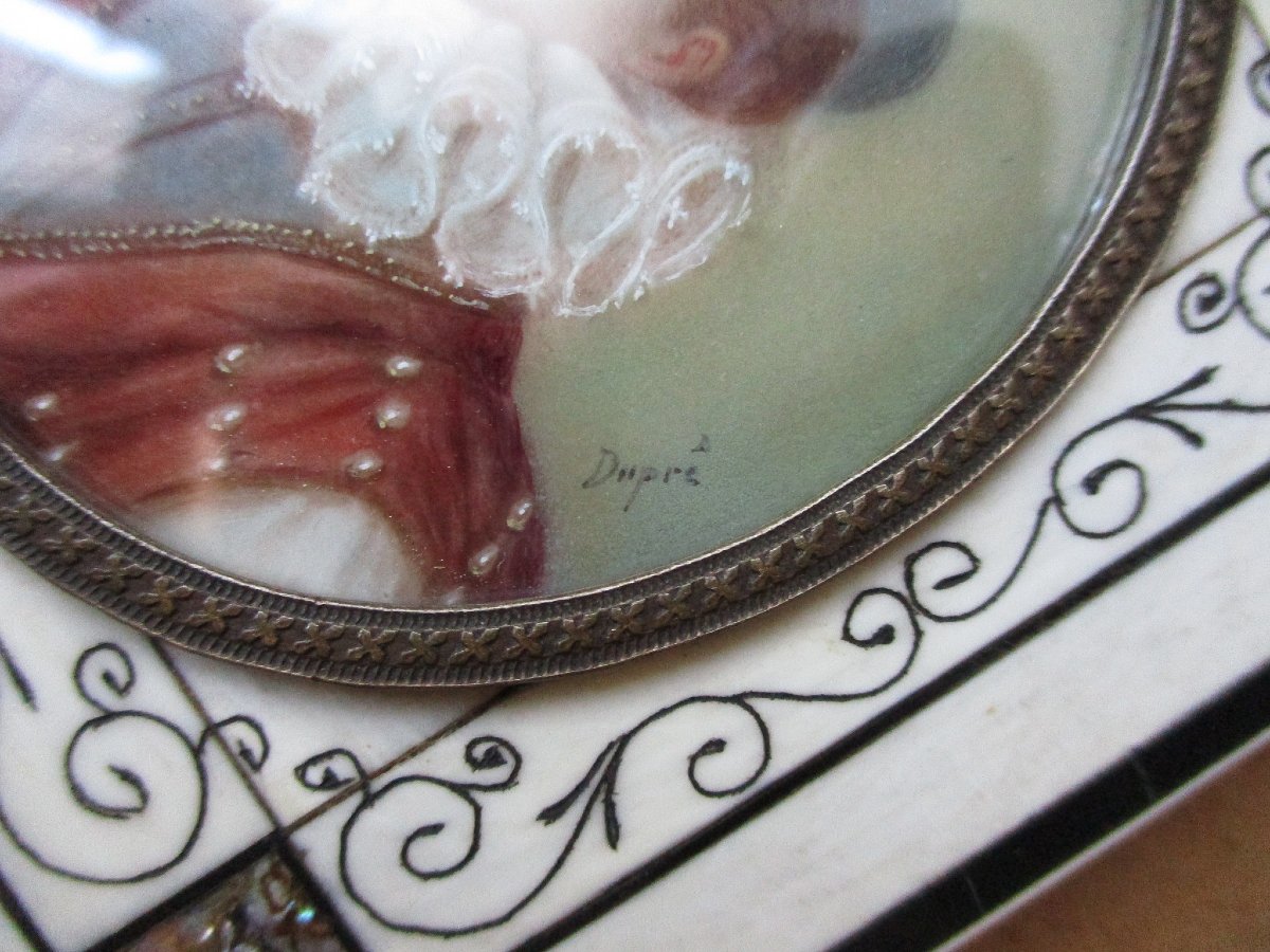 Pair Of Miniatures On Ivory And Mother-of-pearl, Renaissance-style Portraits, Late 19th Century.-photo-3