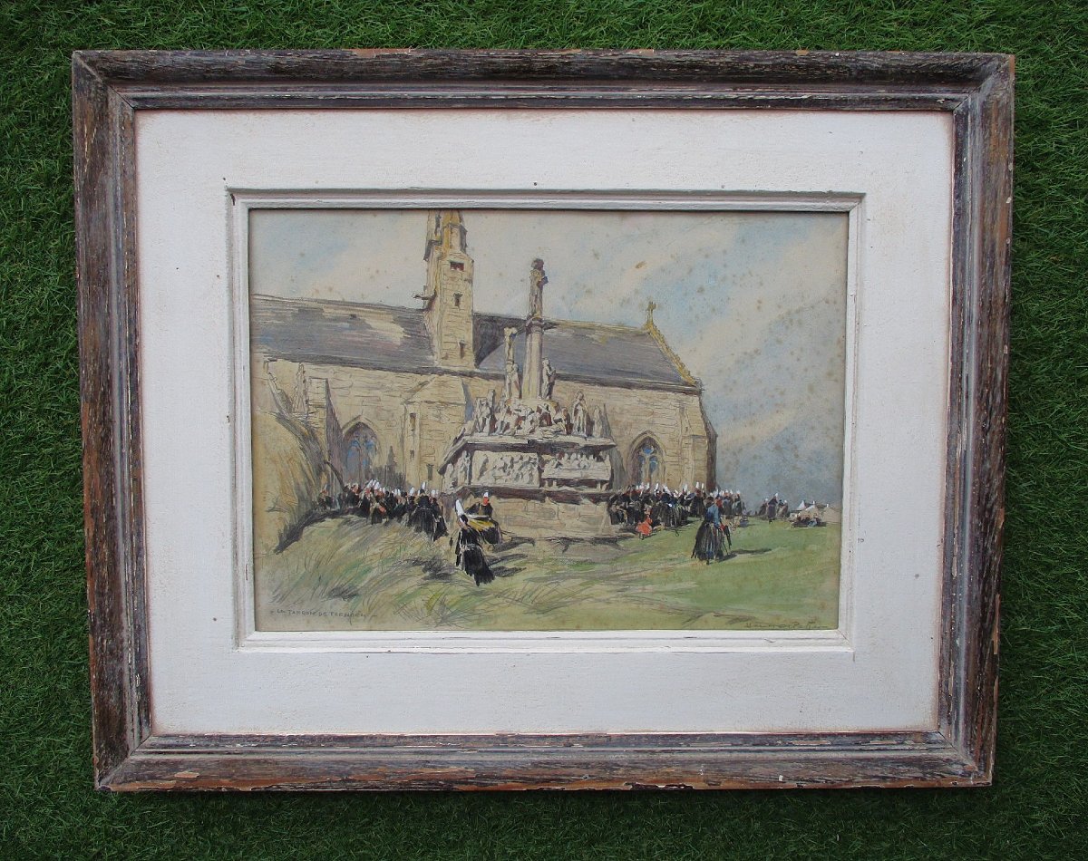 Henry Lucien Cheffer, le pardon de Tronoën Saint Jean Trolimon Plomeur tableau calvaire breton.