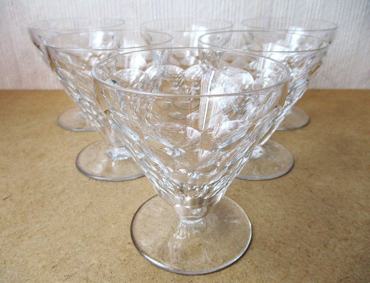 Six verres à vin rouge en cristal de Baccarat d'époque Art Déco modèle Brindisi en parfait état-photo-4