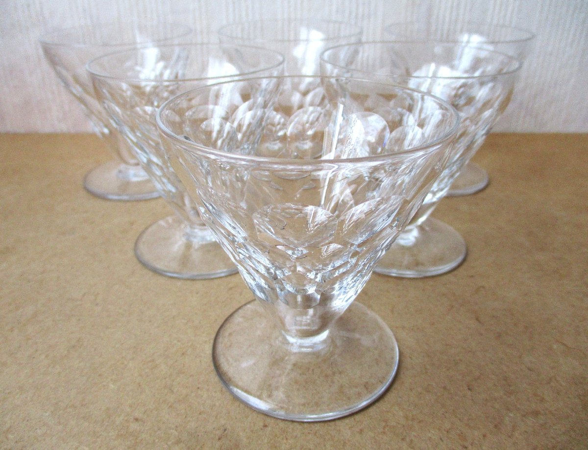 Six verres à vin blanc en cristal de Baccarat d'époque Art Déco modèle Brindisi en parfait état-photo-4