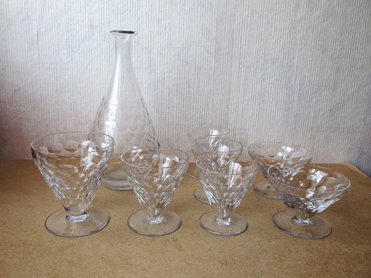 A Set Of Baccarat Art Deco "brindisi" Crystal Glasses In Perfect Condition.-photo-2