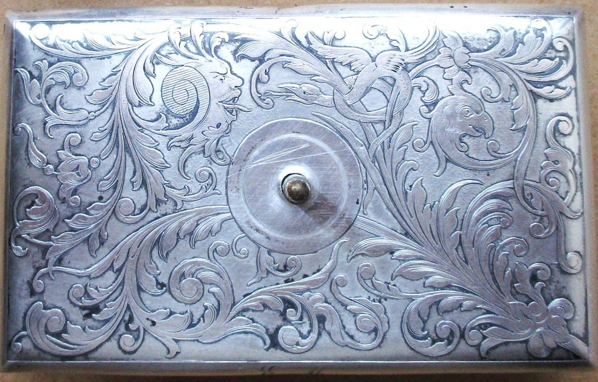 19th-century Blotting Pad Made Of Solid Silver, Decorated With Foliage And Mythical Creatures, With The Monogram "em."-photo-4