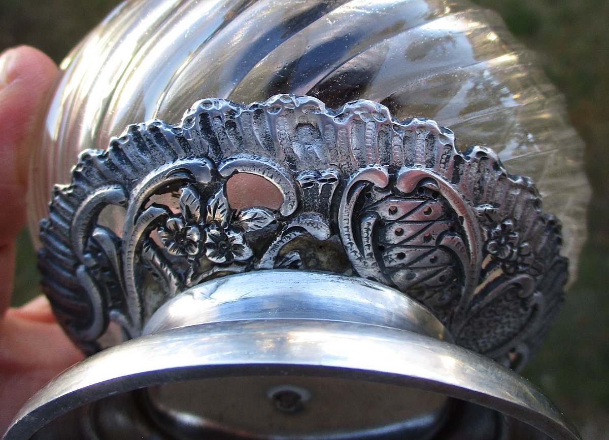 A Beautiful 19th-century Louis XV Rocaille-style Ewer, Made Of Twisted Crystal With A Solid Silver Setting.-photo-7