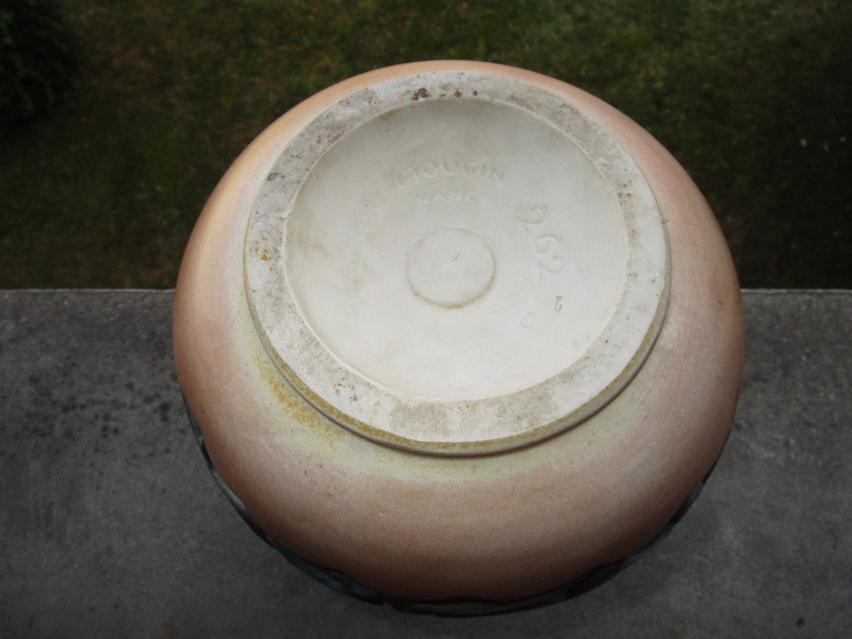 Mougin Nancy, Ventrillon, Very Beautiful Art Deco Sandstone Vase In Perfect Condition. Height: 27.5 Cm.-photo-2