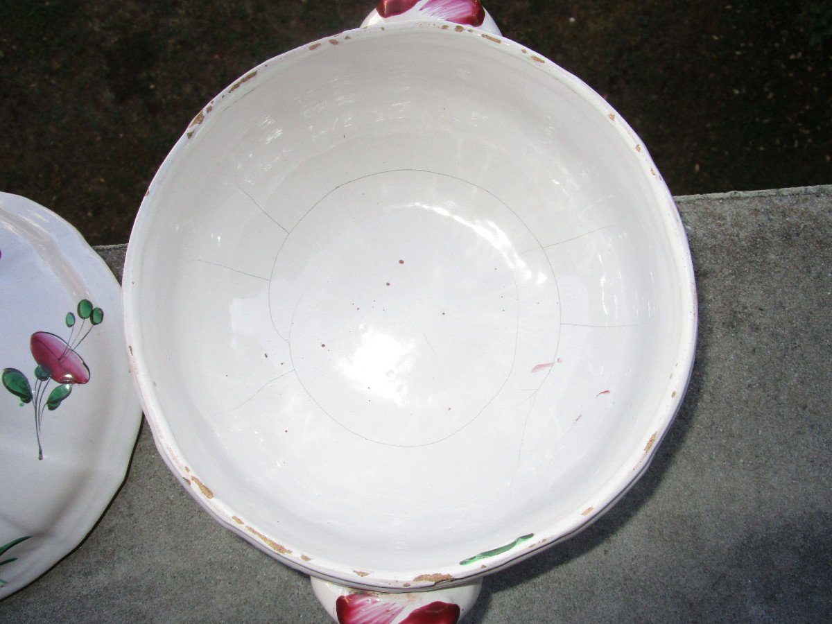Very Beautiful Tureen Or 18th Century Terrine In Islettes Earthenware, Four Chinese Decor.-photo-1