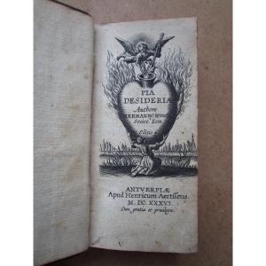 Old Rare Book Of Spiritual Love Pia Desideria Hugo Hermann 1636 Very Many Engravings. 