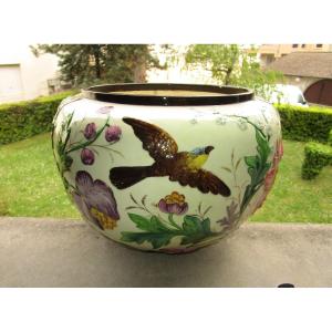 Superb Rare Large Slip Pot Planter Signed Léon Castel Mont Chevalier In Cannes To Be Restored