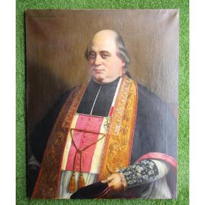 Etienne Constant Carlin, Large Painting Very Finely Produced In 1861 Canon Priest Louisiana