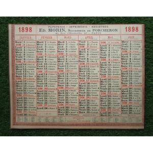Old Large Calendar 1898 With Fun Old First Names! Cabinet Of Curiosity Object.