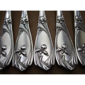 Superb Housewife In Silver Metal Decorated With Iris Art Nouveau Style Maxim's From Christofle.