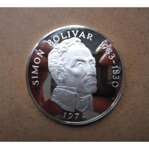 Antique Large 925 Solid Silver Coin, 20 Balboas Panama 1974, 130 Grams.