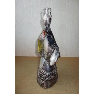 Gavino Tilocca Sassari Sardaigne très belle statuette en terre cuite émaillée porteuse d'eau.