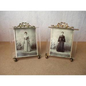 Deux cadres porte-photos Napoléon III en bronze et laiton porte-photo XIXe porte photos photo